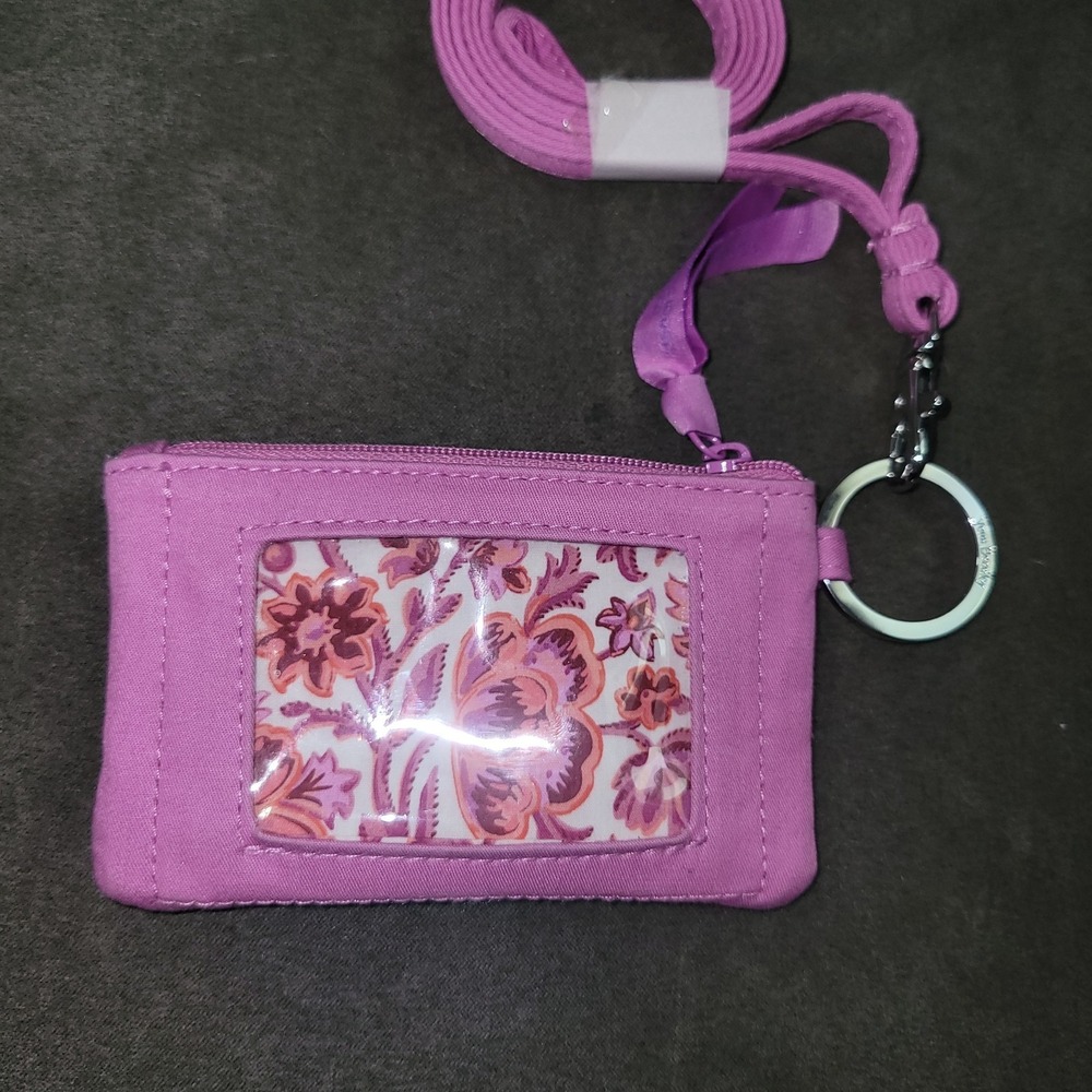 Vera Bradley Rich Orchid Zip ID Case On Lanyard NWOT